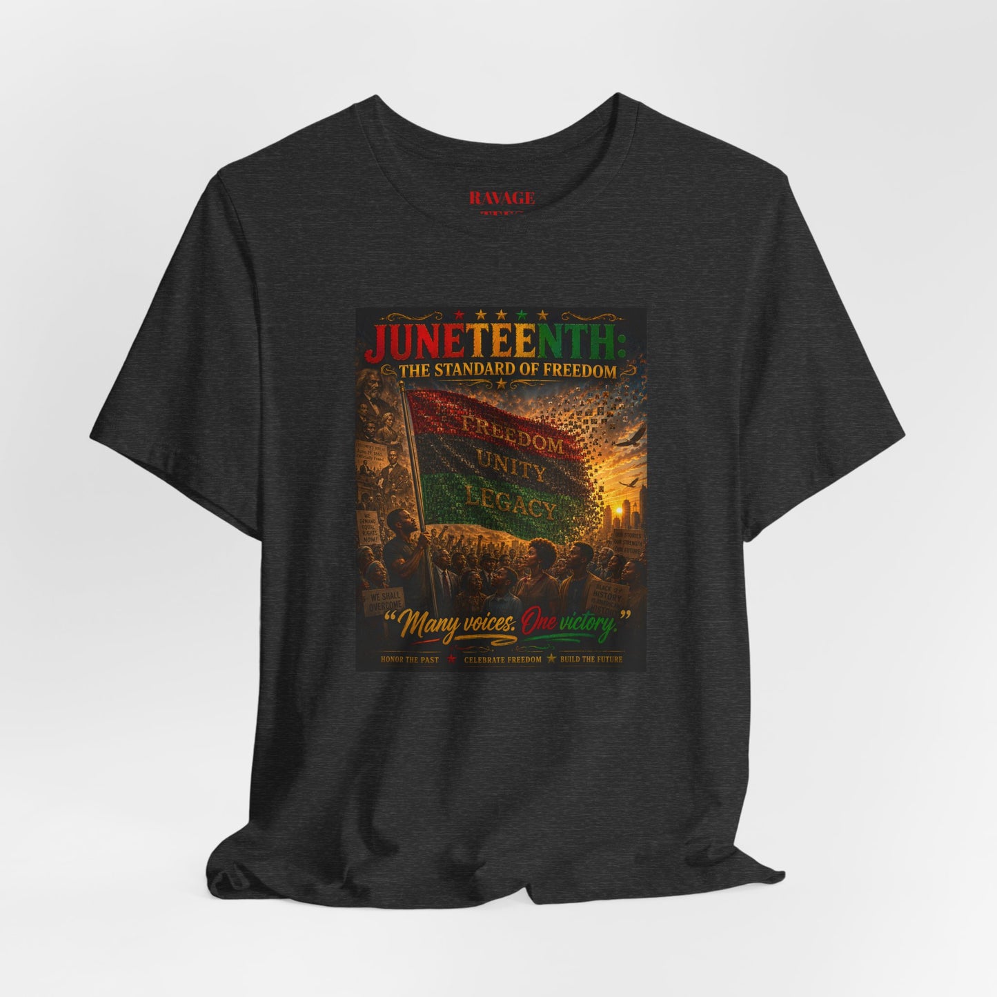Juneteenth Standard of Freedom — 'Many Voices One Victory' Graphic Tee