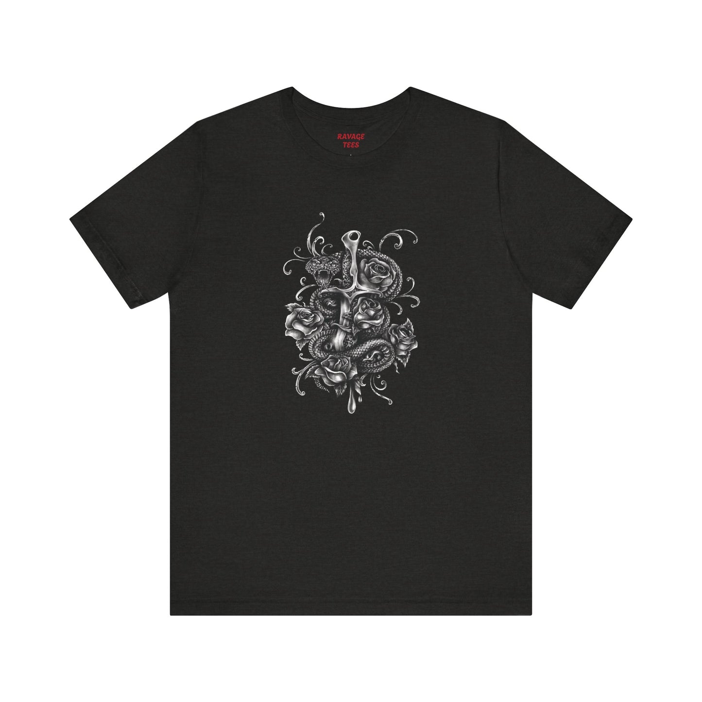 Snake & Dagger Tee: Edgy Unisex Tattoo-Style Graphic Shirt