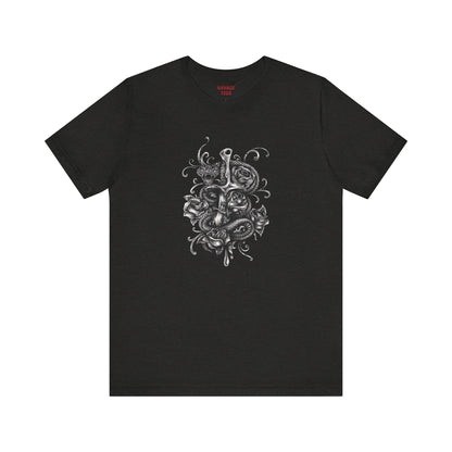Snake & Dagger Tee: Edgy Unisex Tattoo-Style Graphic Shirt