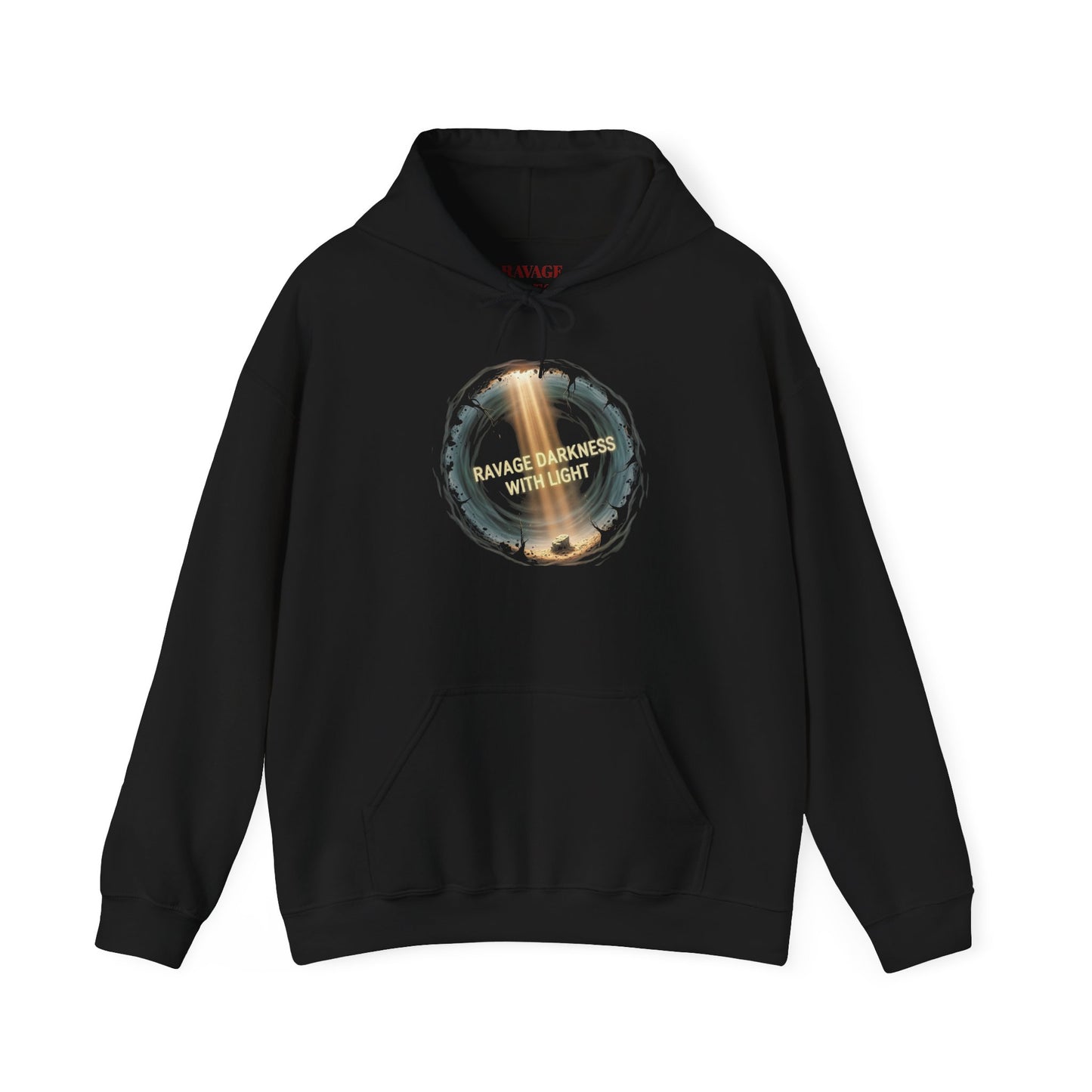 "Ravage Darkness With Light" Graphic Black Pullover Hoodie