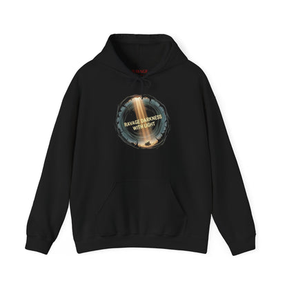 "Ravage Darkness With Light" Graphic Black Pullover Hoodie