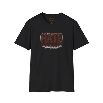 HATE Graphic Tee – Bold Gothic Streetwear T-Shirt, Edgy Unisex Design, Dark Aesthetic Fashion for Men & Women