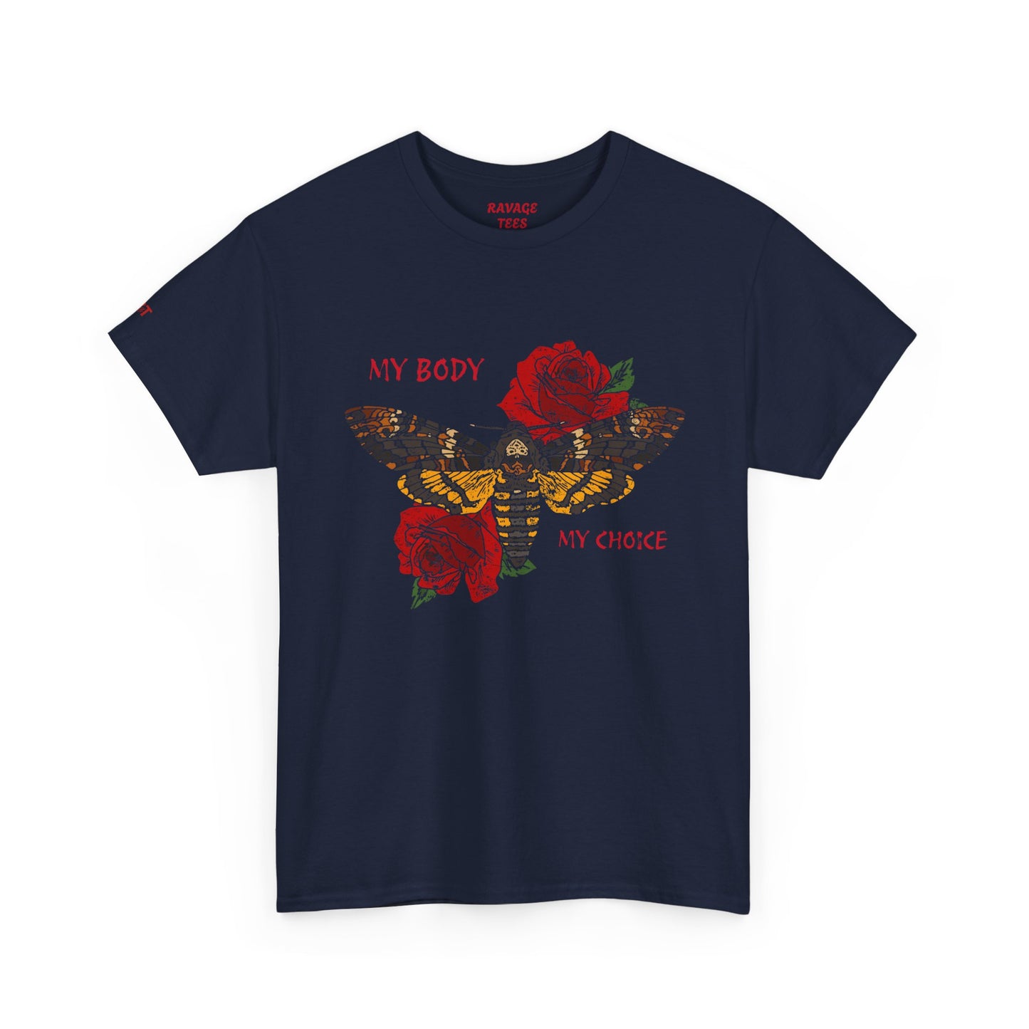 Your Body Your Choice Tee with Butterfly & Rose Design