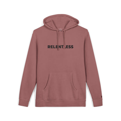 Relentless Hoodie — Embroidered Pigment-Dyed Olive Motivational Pullover