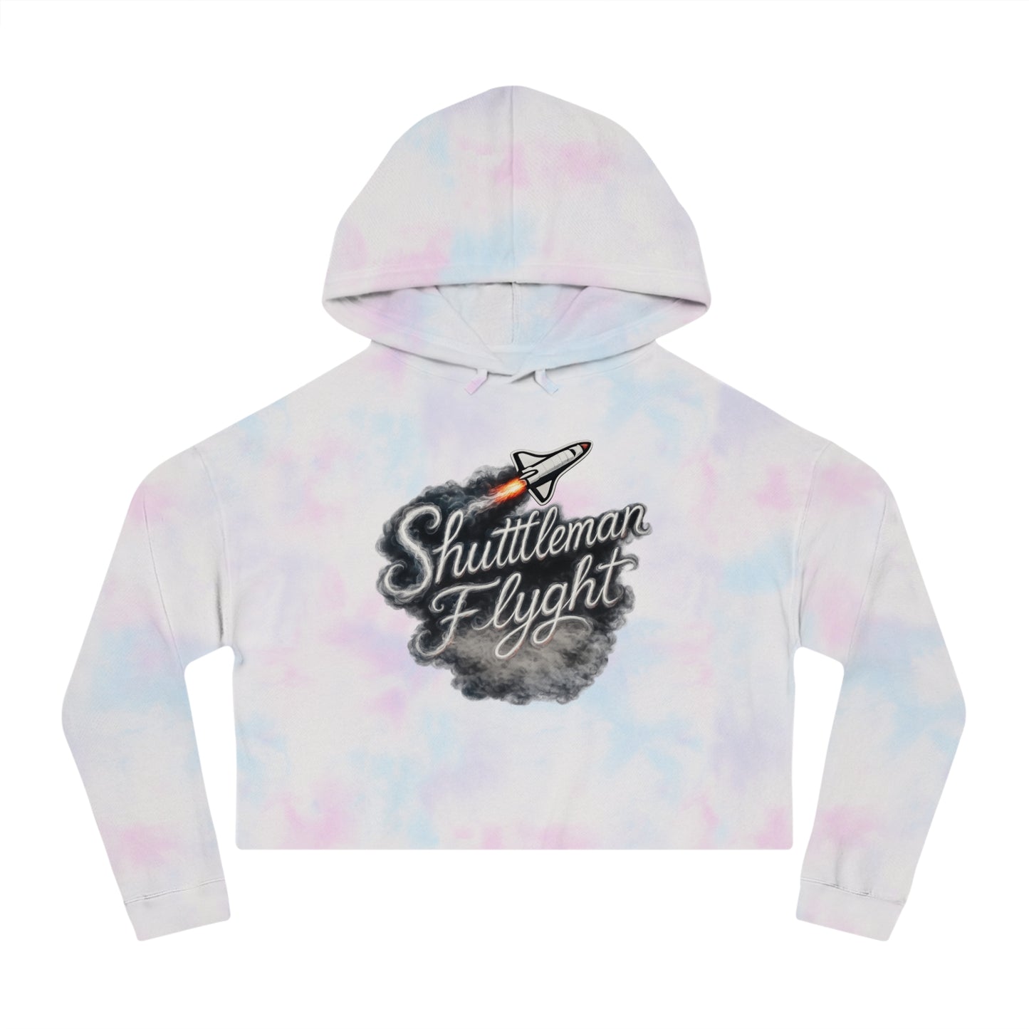 Cropped Hoodie - "Shuttleman Flight" Rocket Graphic