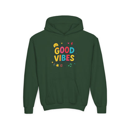 Kids Good Vibes Hoodie – Fun Graphic Sweatshirt with Positive Message, Cozy Casual Outfit, Birthday Gift for Children