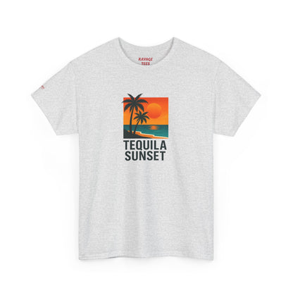 Tequila Sunset Unisex Heavy Cotton Tee | Beachwear, Vacation Shirt, Tropical Vibes