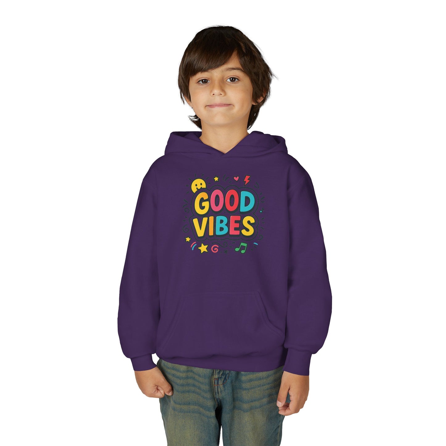 Kids Good Vibes Hoodie – Fun Graphic Sweatshirt with Positive Message, Cozy Casual Outfit, Birthday Gift for Children