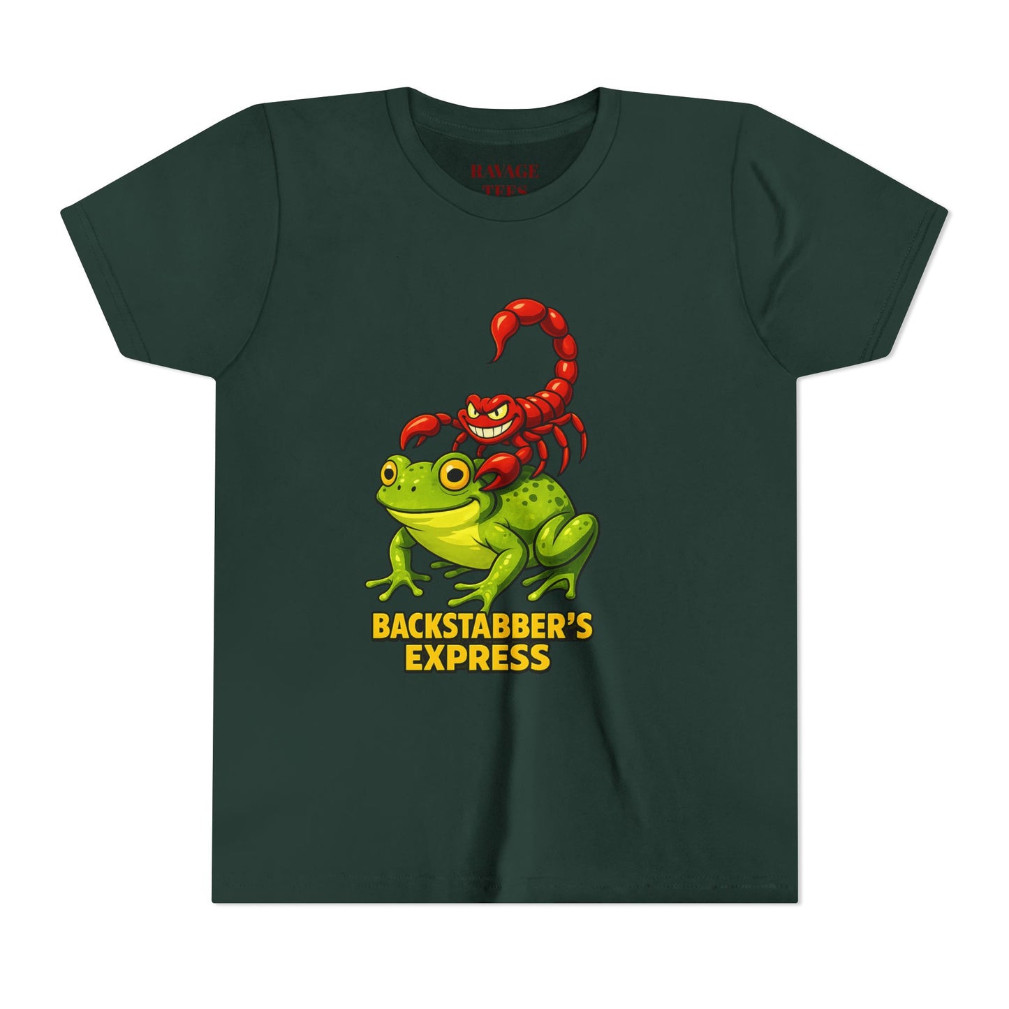 Youth Tee - "Backstabber's Express" Frog & Scorpion Graphic