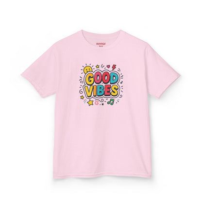 Kids Good Vibes T-Shirt – Fun Graphic Tee with Positive Message, Cool Summer Outfit, Birthday Gift for Children
