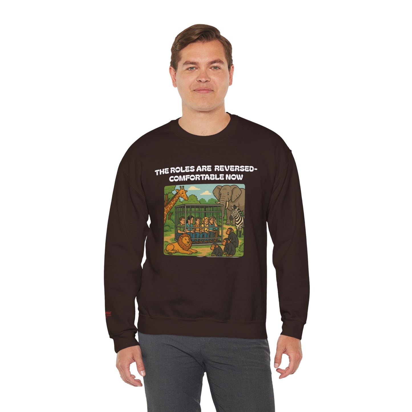 Reversal of Roles-Fun Animal Crewneck Sweatshirt, Unisex Sweatshirt