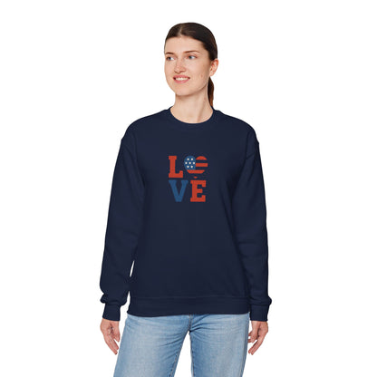 Patriotic Love Sweatshirt | Unisex Crewneck, Cozy Top for Celebrations, Gifts, Independence Day, Casual Style, Everyday Comfort