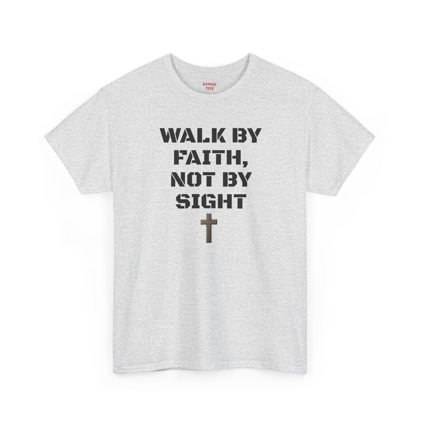 "Walk By Faith" Tee: Christian Bible Verse Unisex Heavy Cotton Shirt