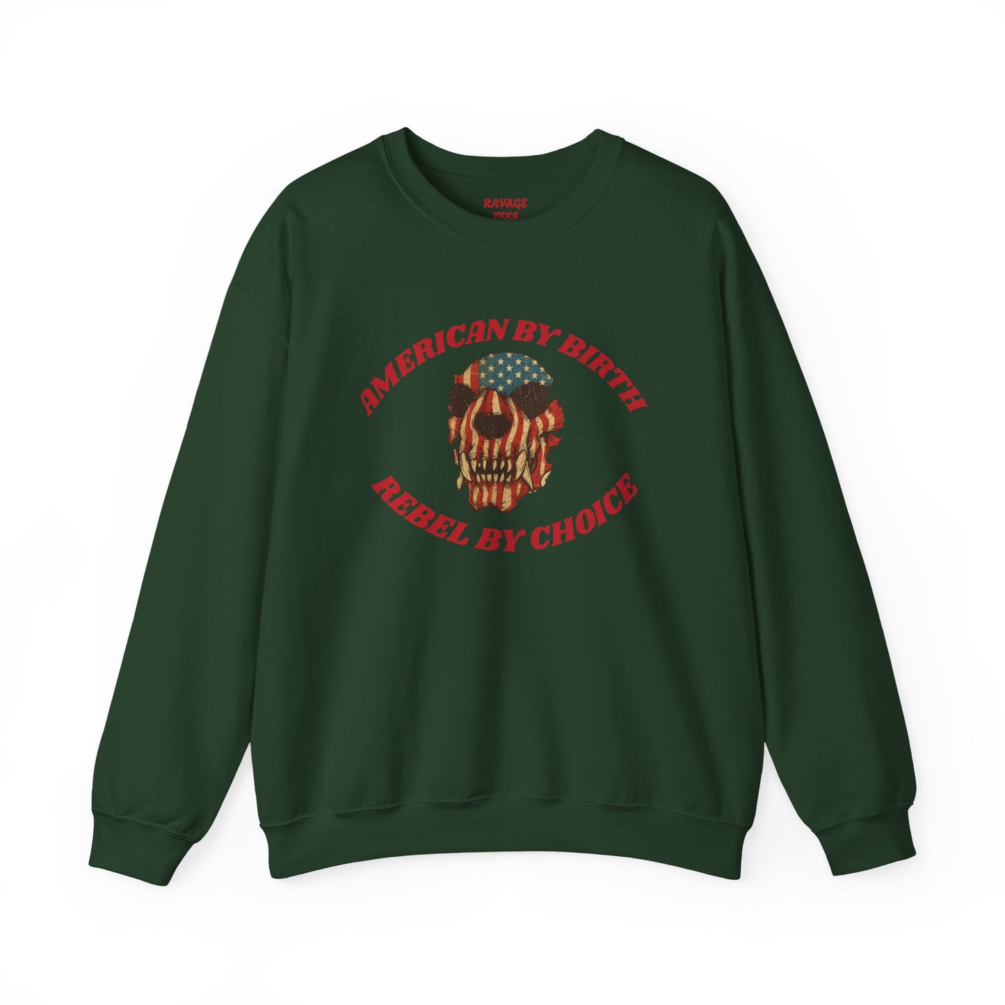 Rebel By Choice Sweatshirt, Vintage Skull Crewneck, American Pride Pullover, Gift for Biker Enthusiasts, Edgy Streetwear Fashion