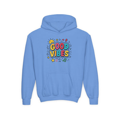 Kids Good Vibes Hoodie – Fun Graphic Sweatshirt with Positive Message, Cozy Casual Outfit, Birthday Gift for Children