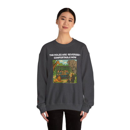Reversal of Roles-Fun Animal Crewneck Sweatshirt, Unisex Sweatshirt