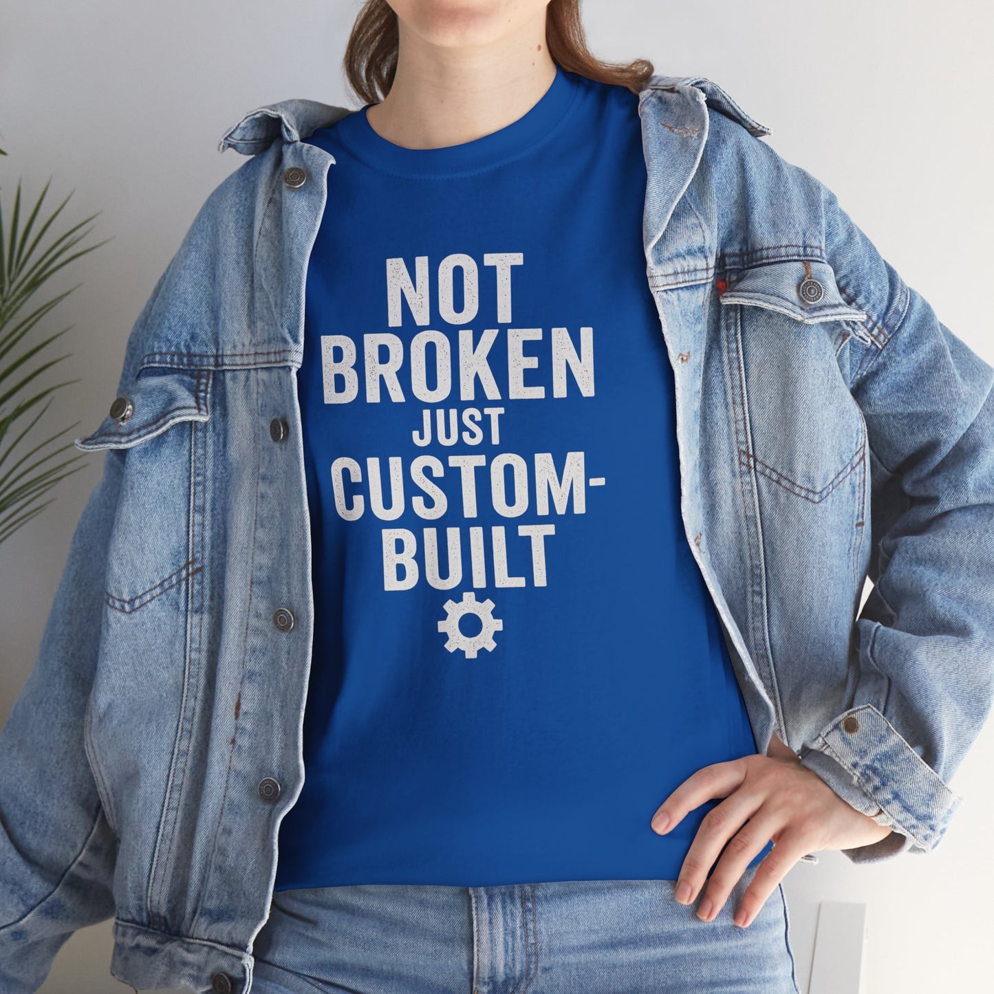 “Not Broken Just Custom-Built | Unisex Graphic Tee – Garage Edition