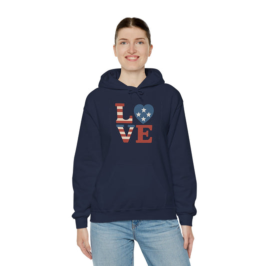 Unisex Hooded Sweatshirt with 'LOVE' Design - Cozy Gift for Friends, Valentine's Day, Casual Wear, Relaxation, Everyday Use