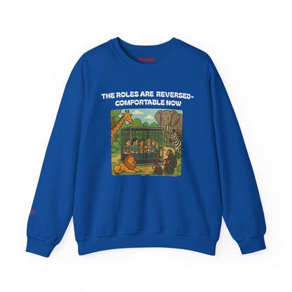 Reversal of Roles-Fun Animal Crewneck Sweatshirt, Unisex Sweatshirt