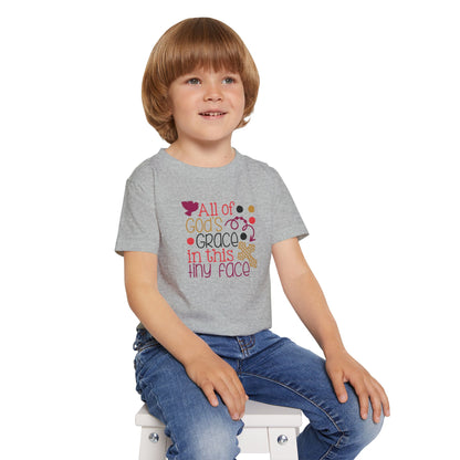 Toddler T-Shirt — "All of God's Grace in This Tiny Face" Cute Faith Baby Tee