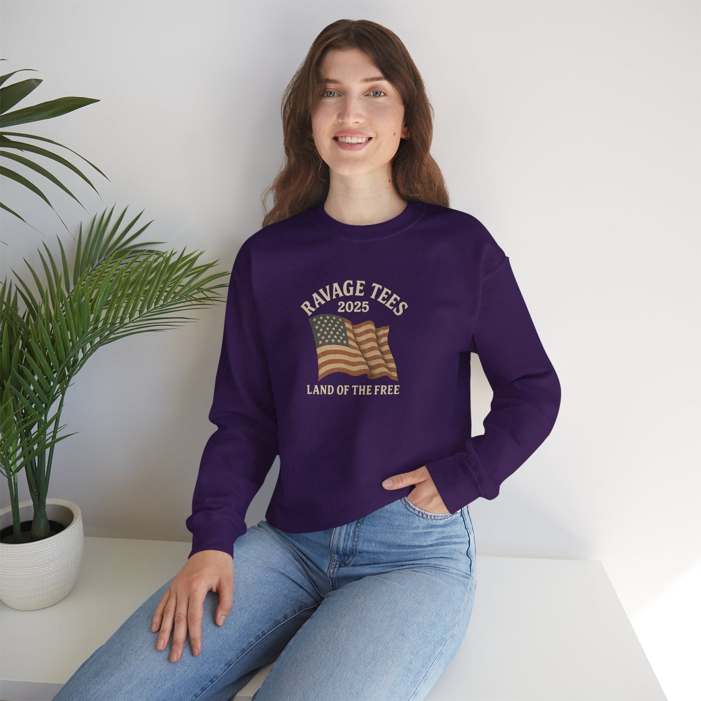 Patriotic Crewneck: "Land of the Free" Unisex Sweatshirt Gift