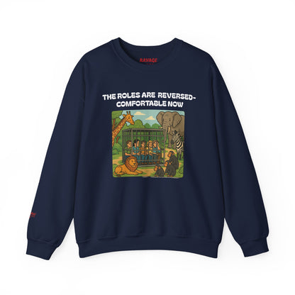 Reversal of Roles-Fun Animal Crewneck Sweatshirt, Unisex Sweatshirt