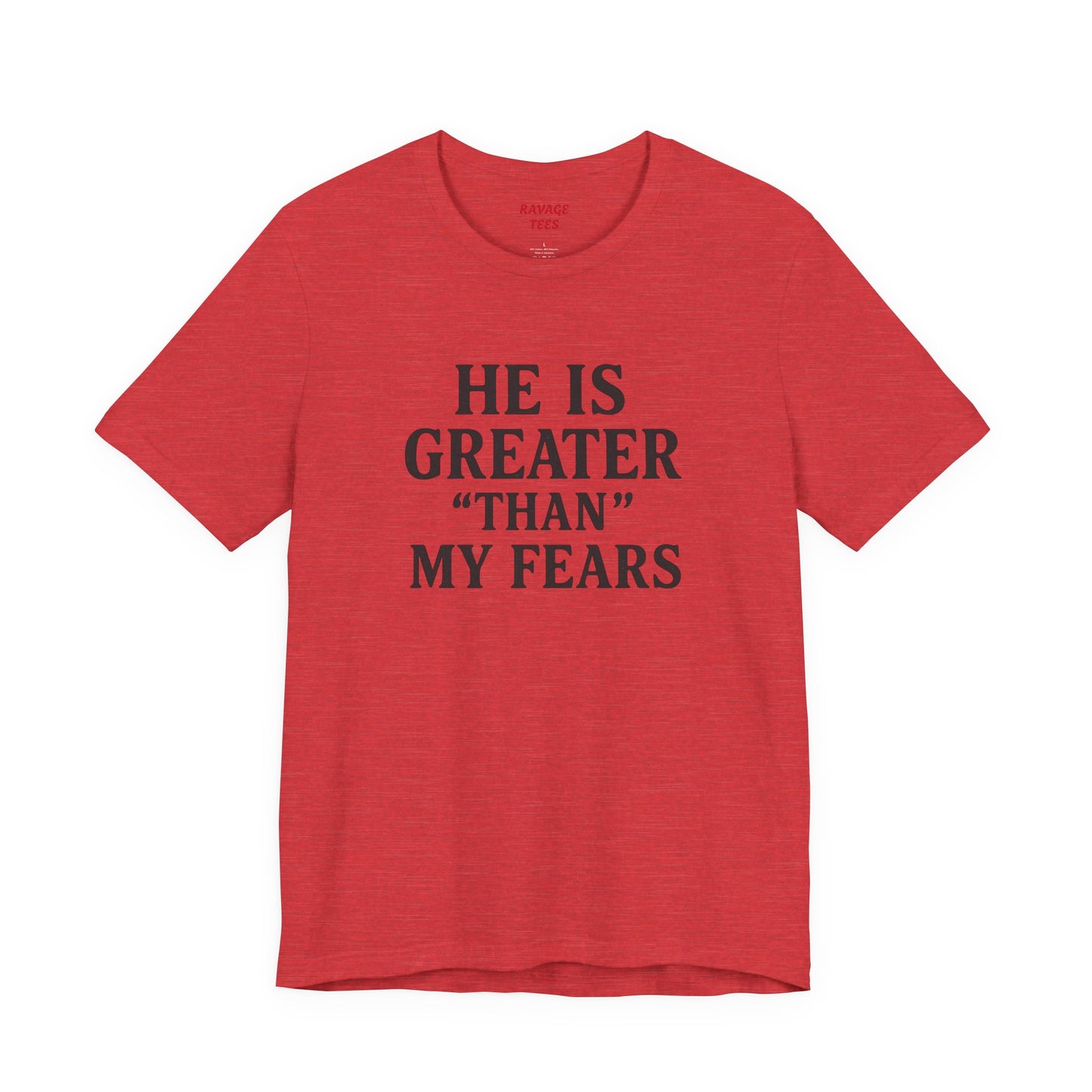 "He Is Greater Than My Fears" Christian Faith Cross T-Shirt