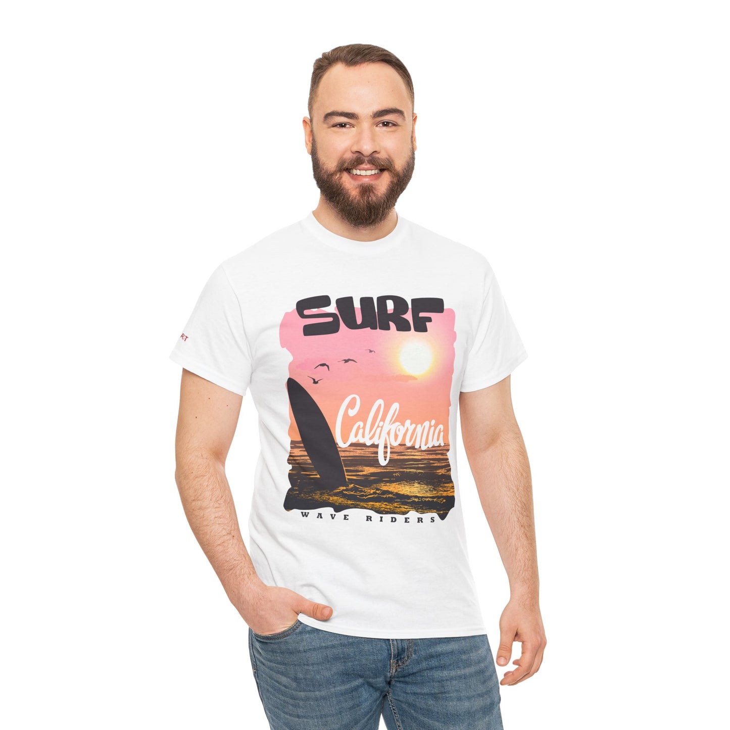 California Surf Unisex Heavy Cotton Tee, Summer Vibes T-Shirt, Beach Life Shirt, Surfing Gift, Vacation Wear, Casual Apparel