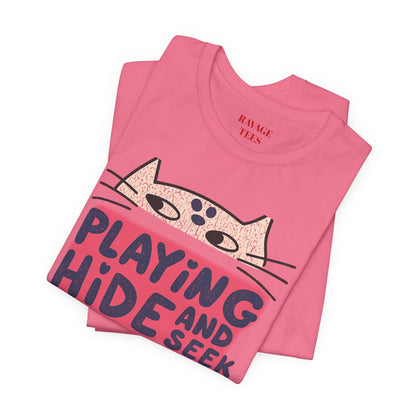 Playing Hide and Seek Cat T-Shirt — Cute Graphic Tee for Cat Lovers
